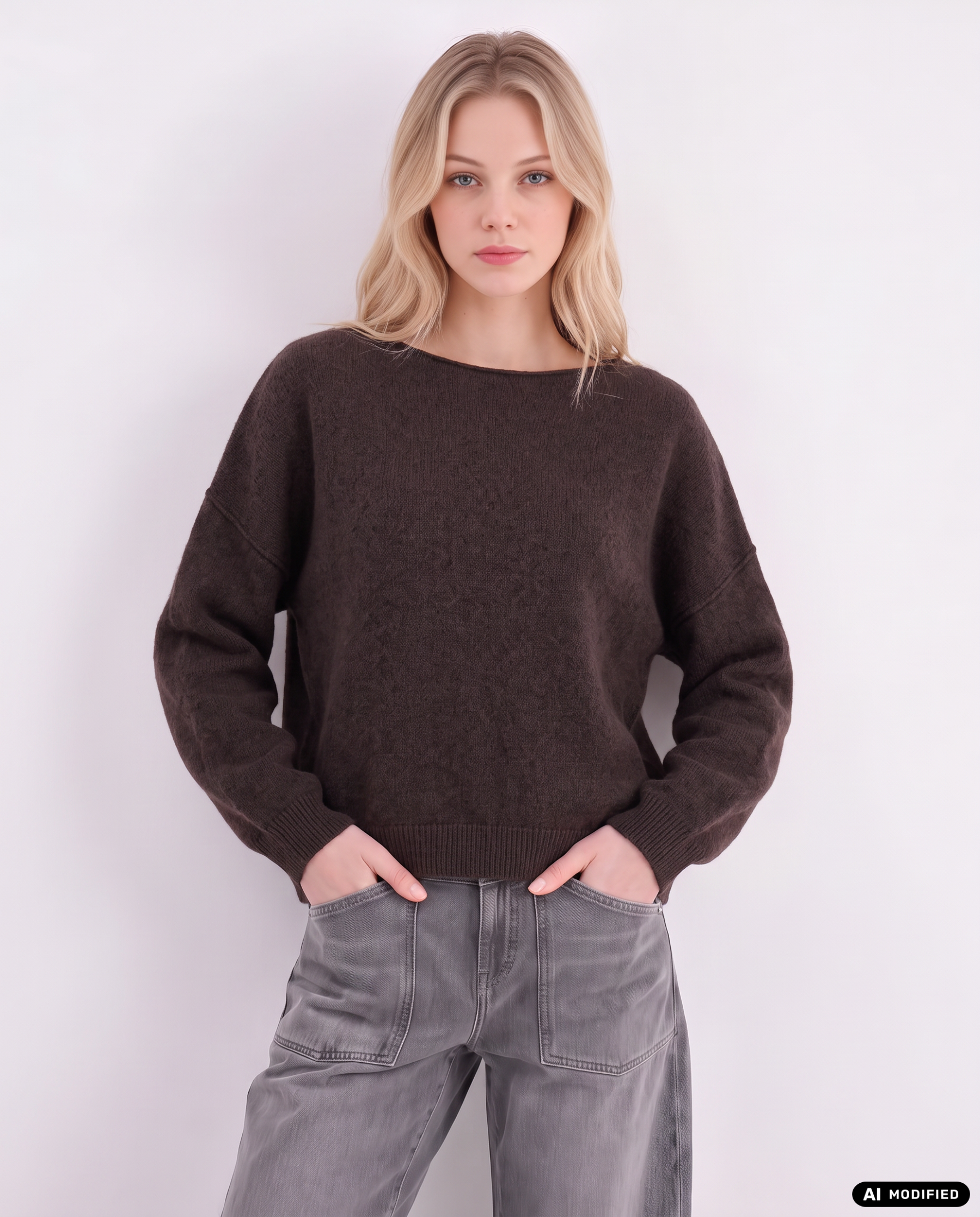 Strickpullover mit U-Boot-Ausschnitt