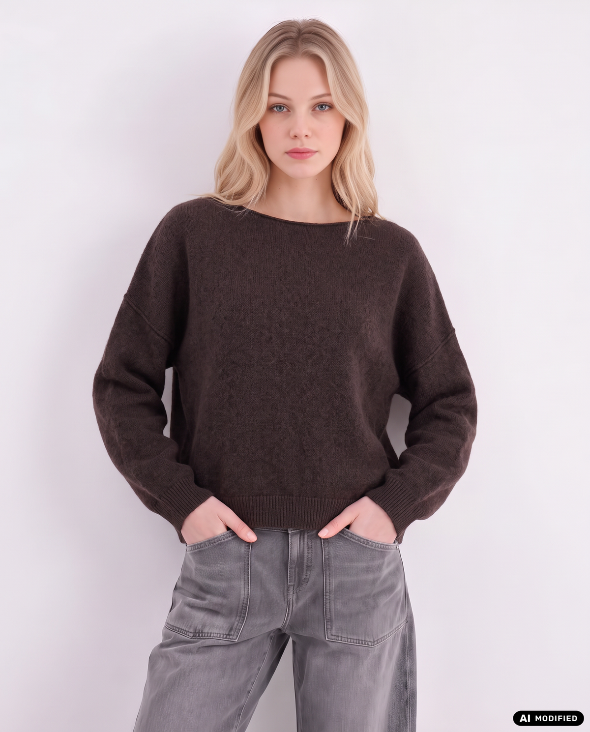Strickpullover mit U-Boot-Ausschnitt