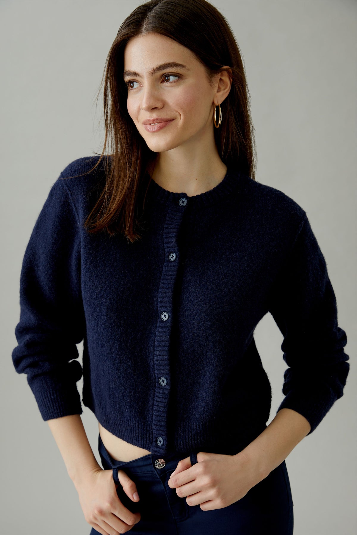 Oui Strickjacken Darkblue