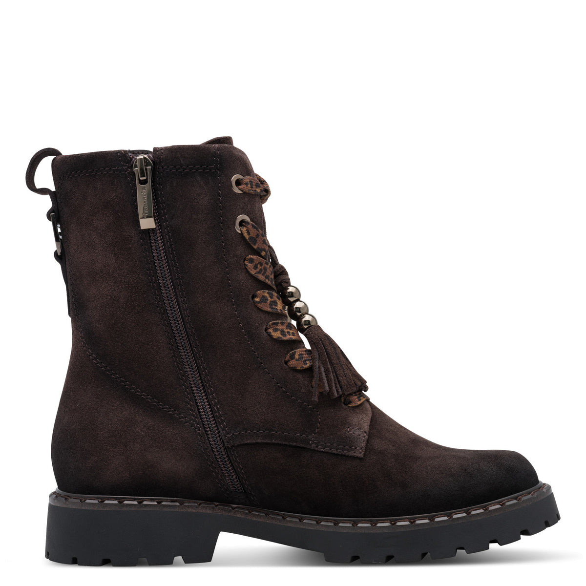 Lederstiefelette mit dekorativen Schnürsenkeln