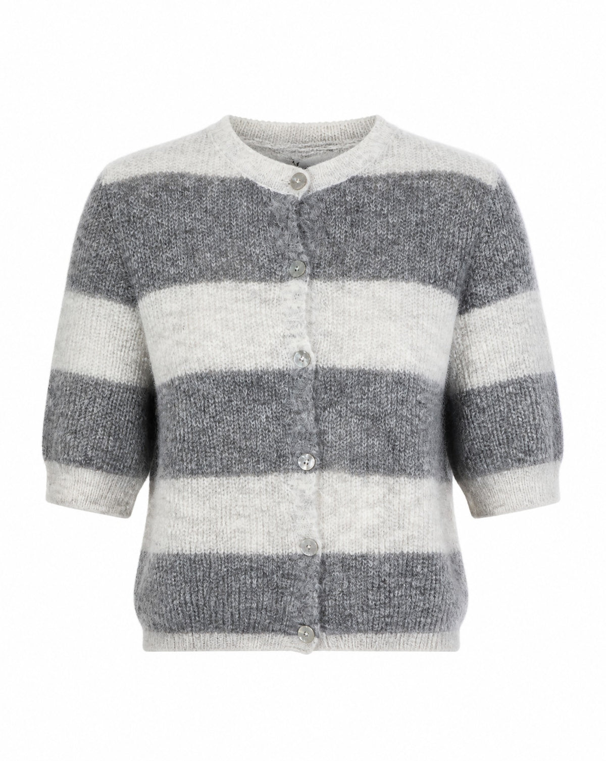 Kurzarm-Strickjacke mit Streifen