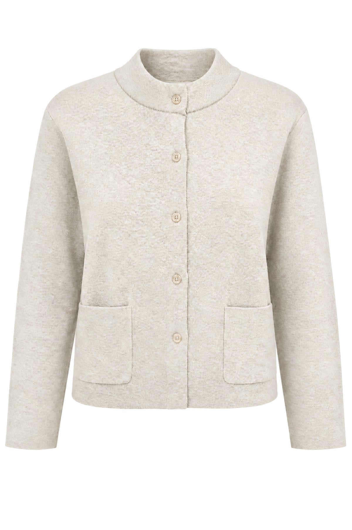 Strickjacke mit Stehkragen