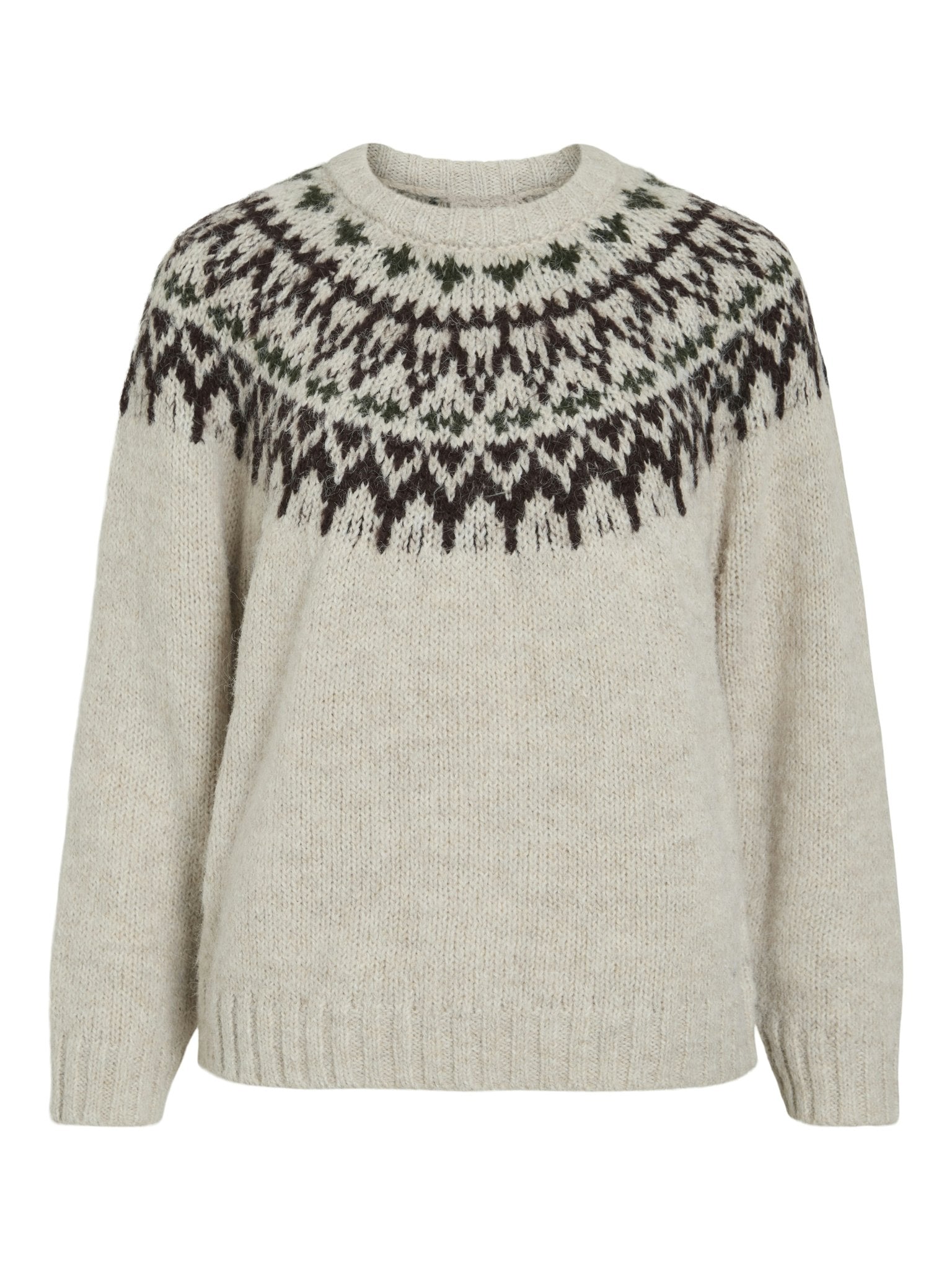 VILA Strickpullover Super Light Natural Melan/Coffee Be