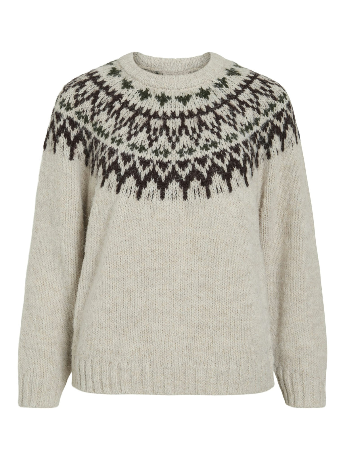 VILA Strickpullover Super Light Natural Melan/Coffee Be