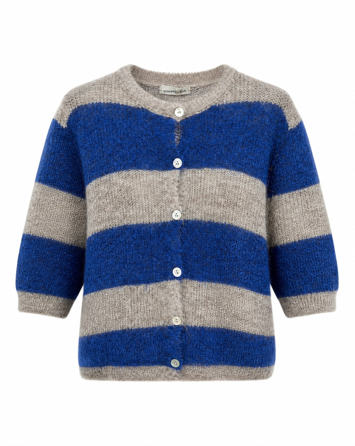 Kurzarm-Strickjacke mit Streifen