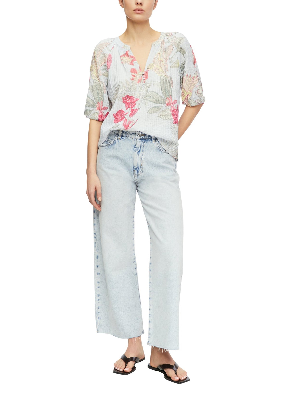 Tunika-Bluse mit floralem Print