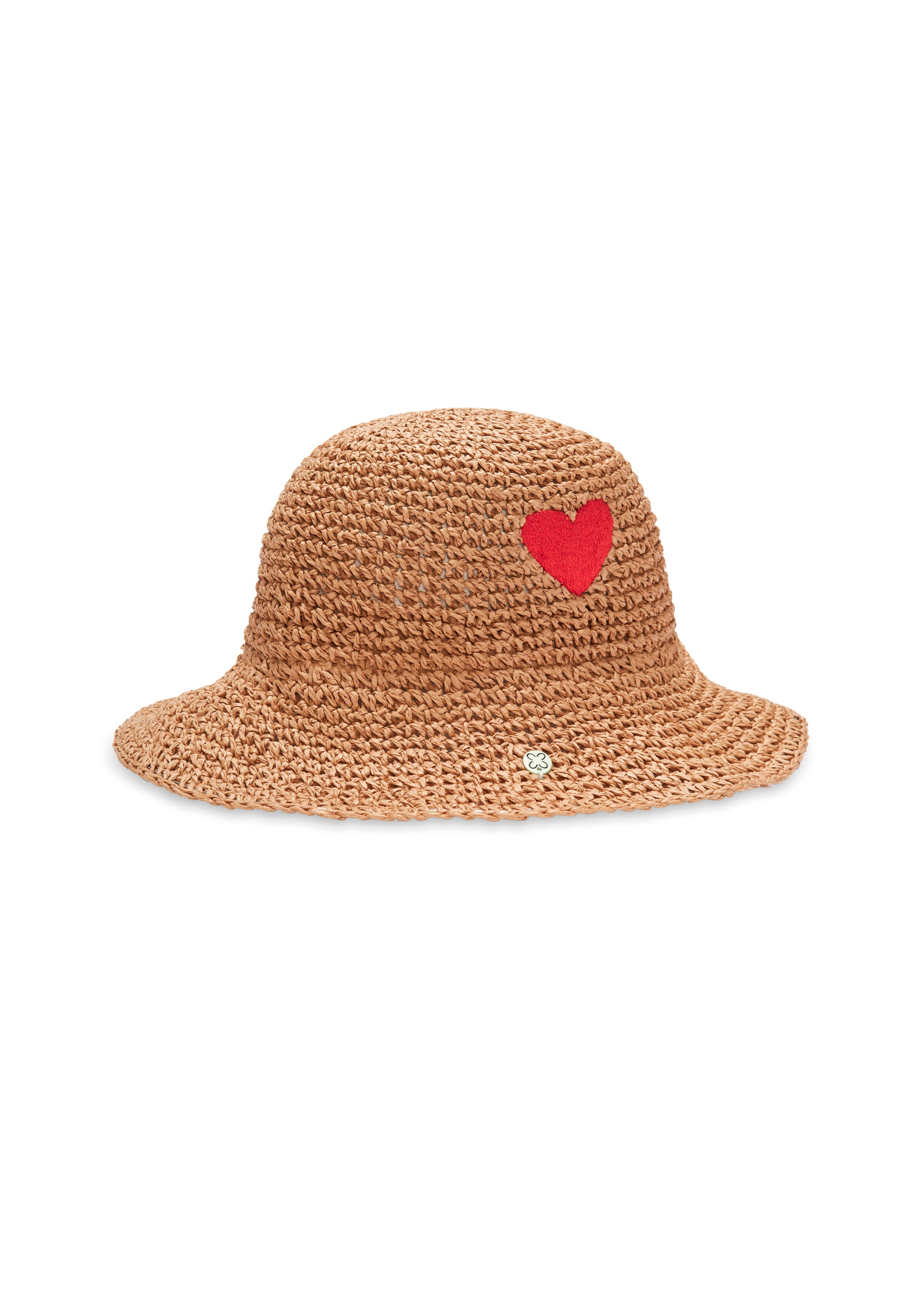 Strohhut mit Herz-Stickerei