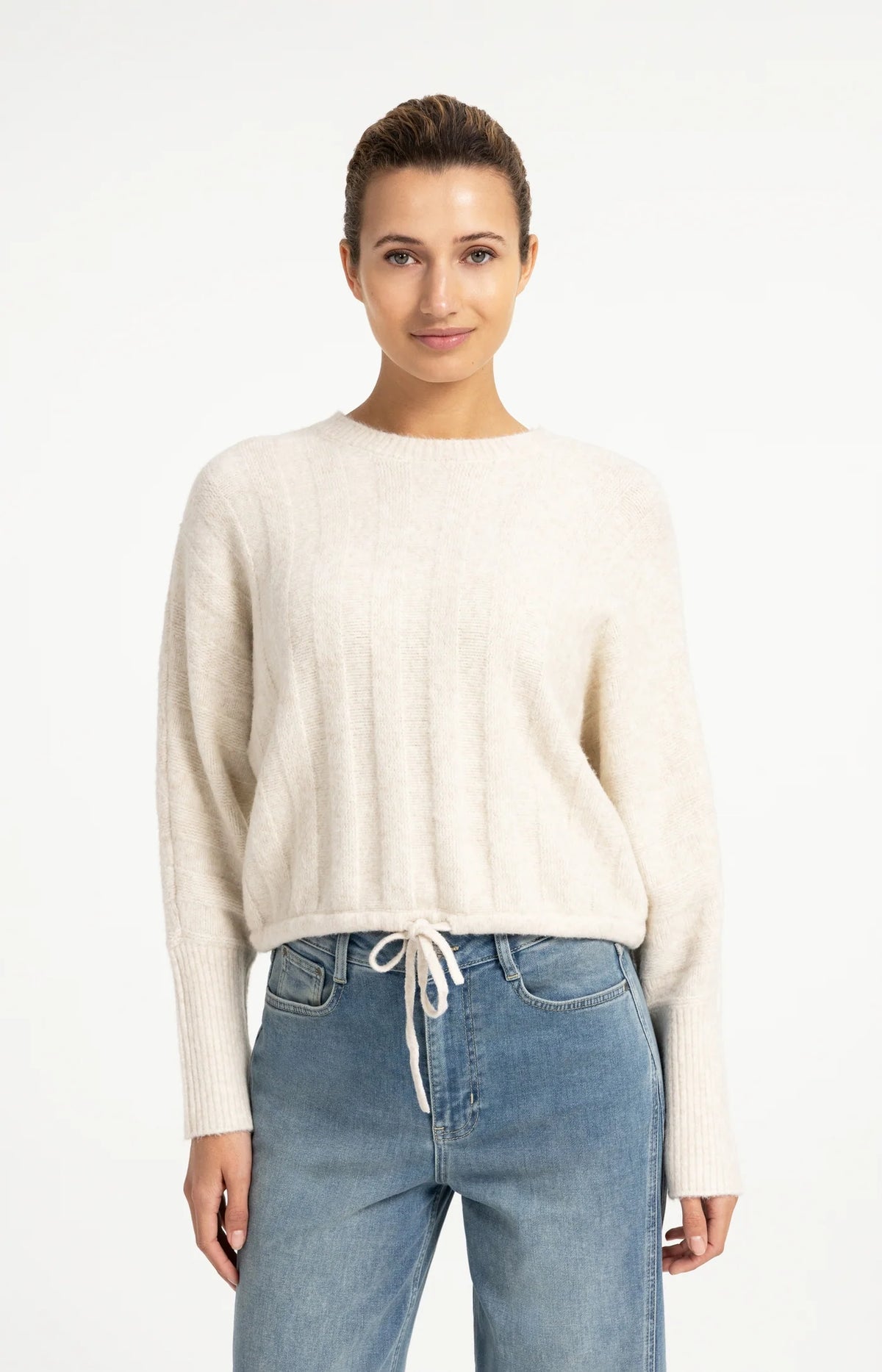 Strickpullover mit Kordelzug am Saum