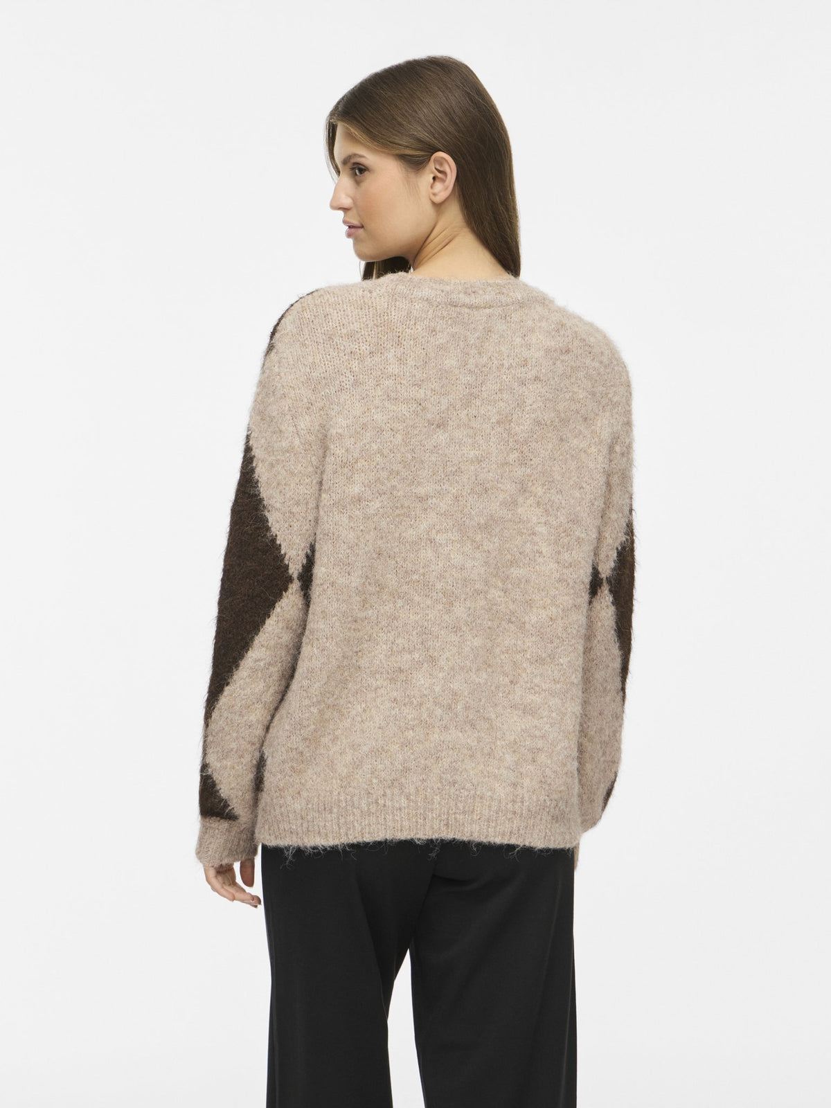 VILA Strickpullover Natural Melange/Coffee Bean