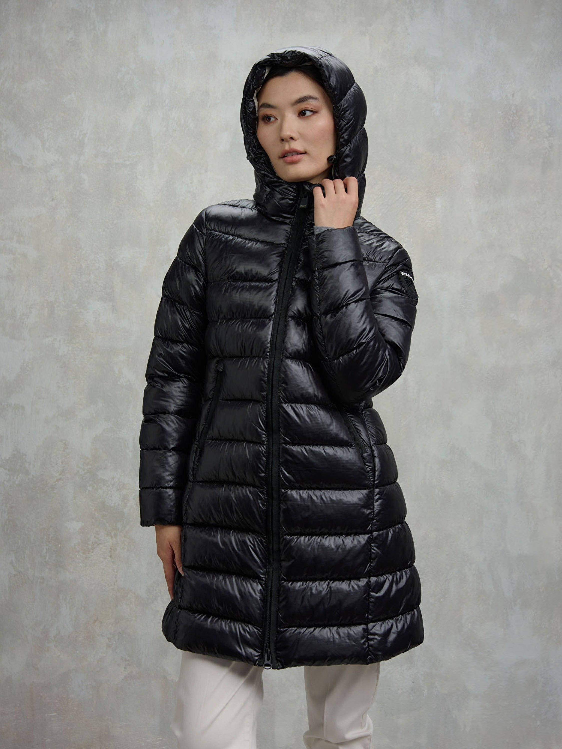 Blauer Daunenjacken Nero Interno Beige