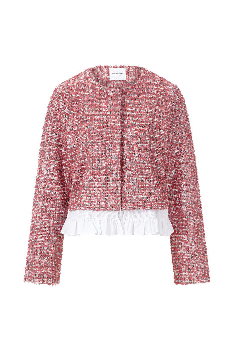 Bouclé Jacke mit Peplum-Saum