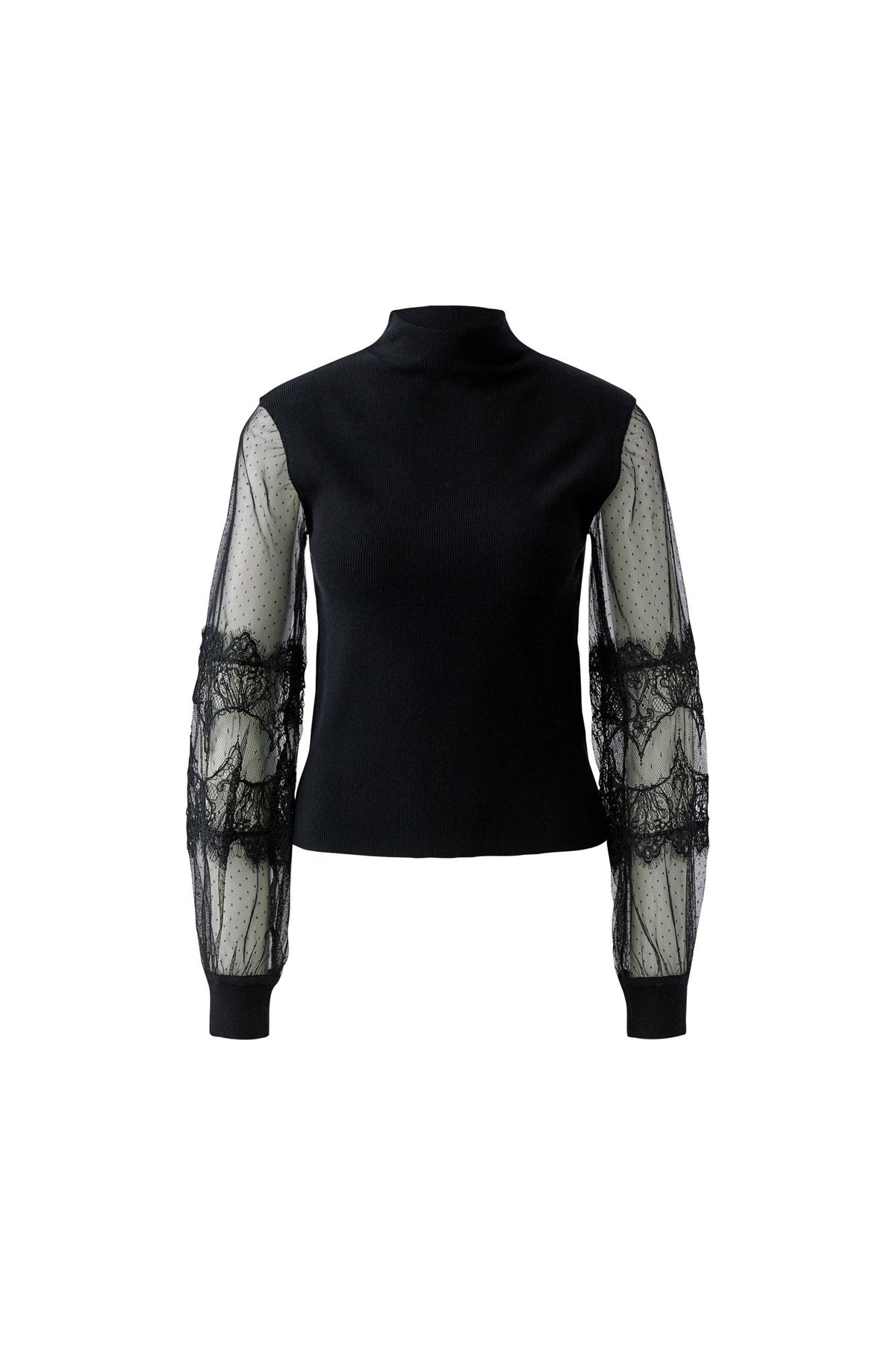 Pullover mit transparentem Spitzenärmeln