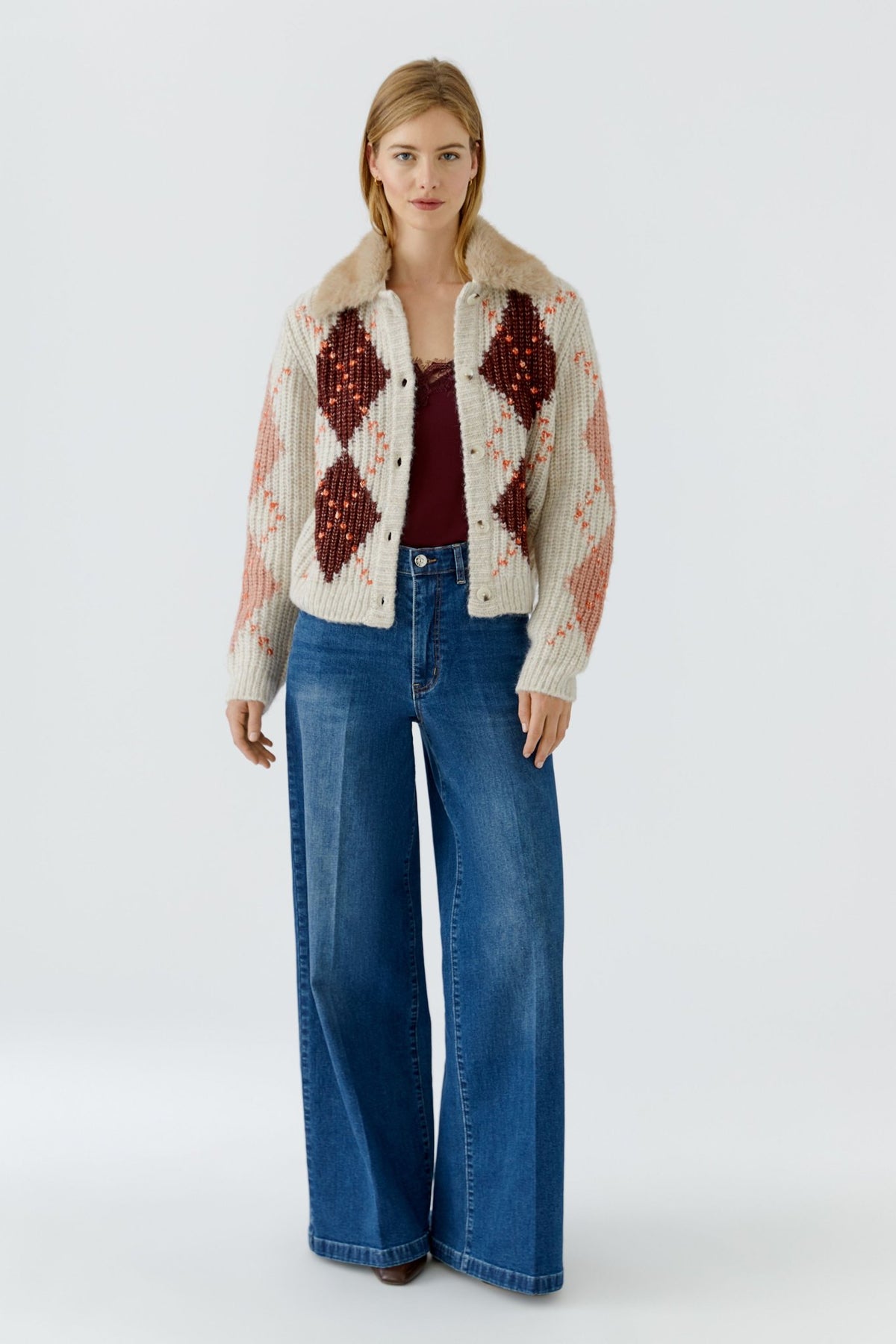 Strickjacke mit Argyle-Muster