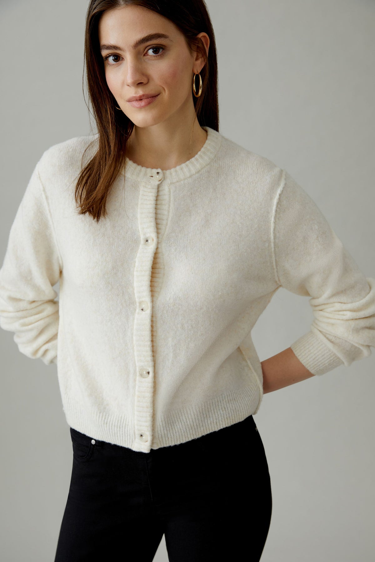 Oui Strickjacken Offwhite