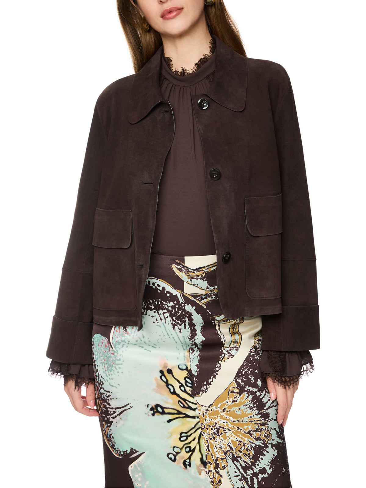 Kurze Velourslederjacke