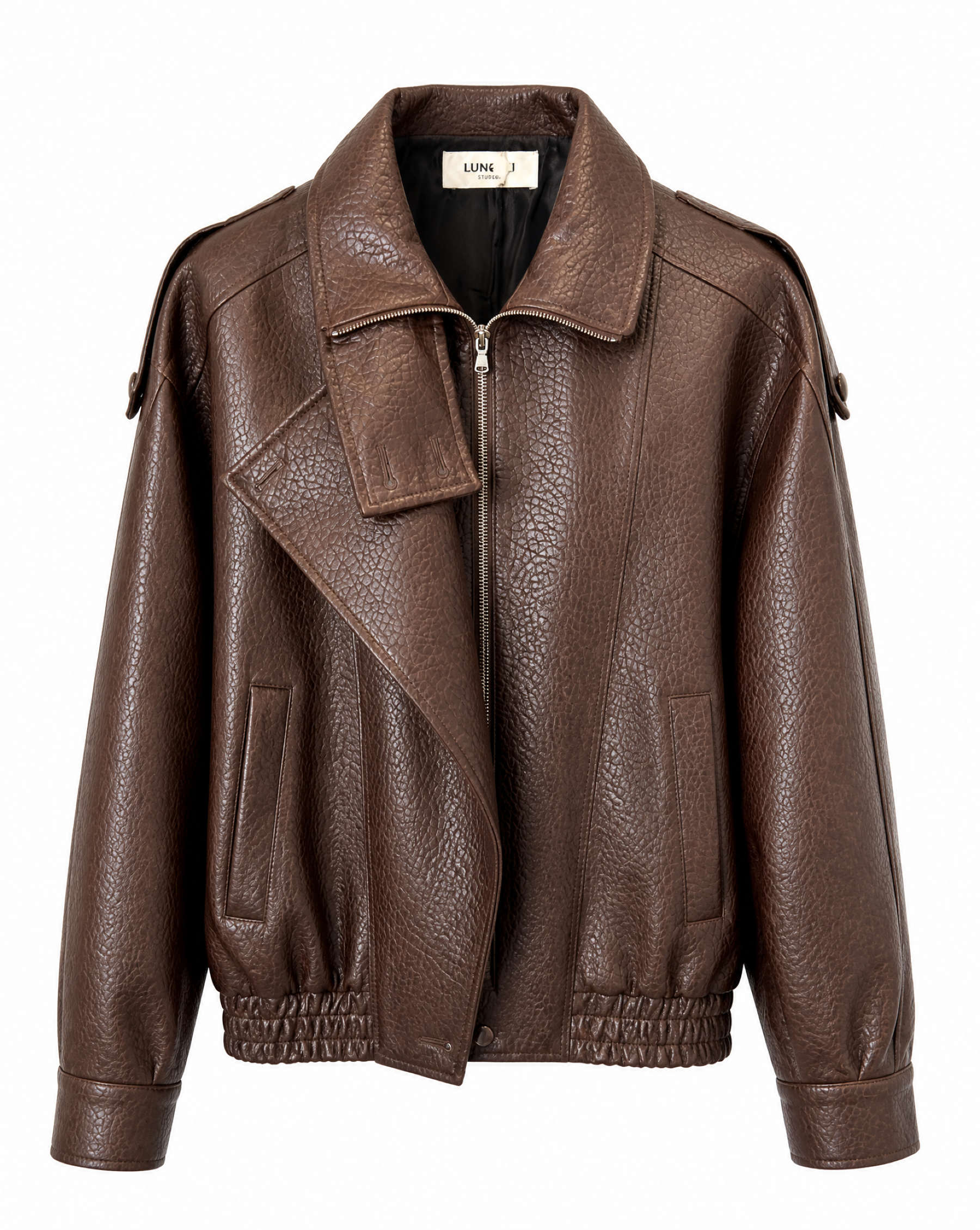 Kunstlederjacke mit Reverskragen