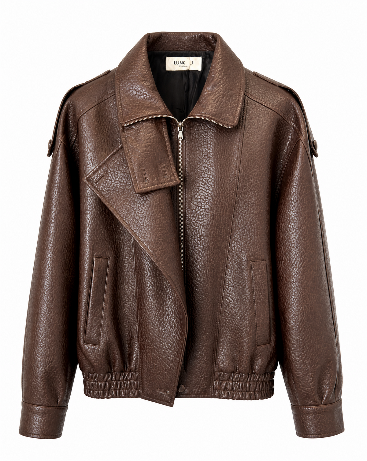 Kunstlederjacke mit Reverskragen
