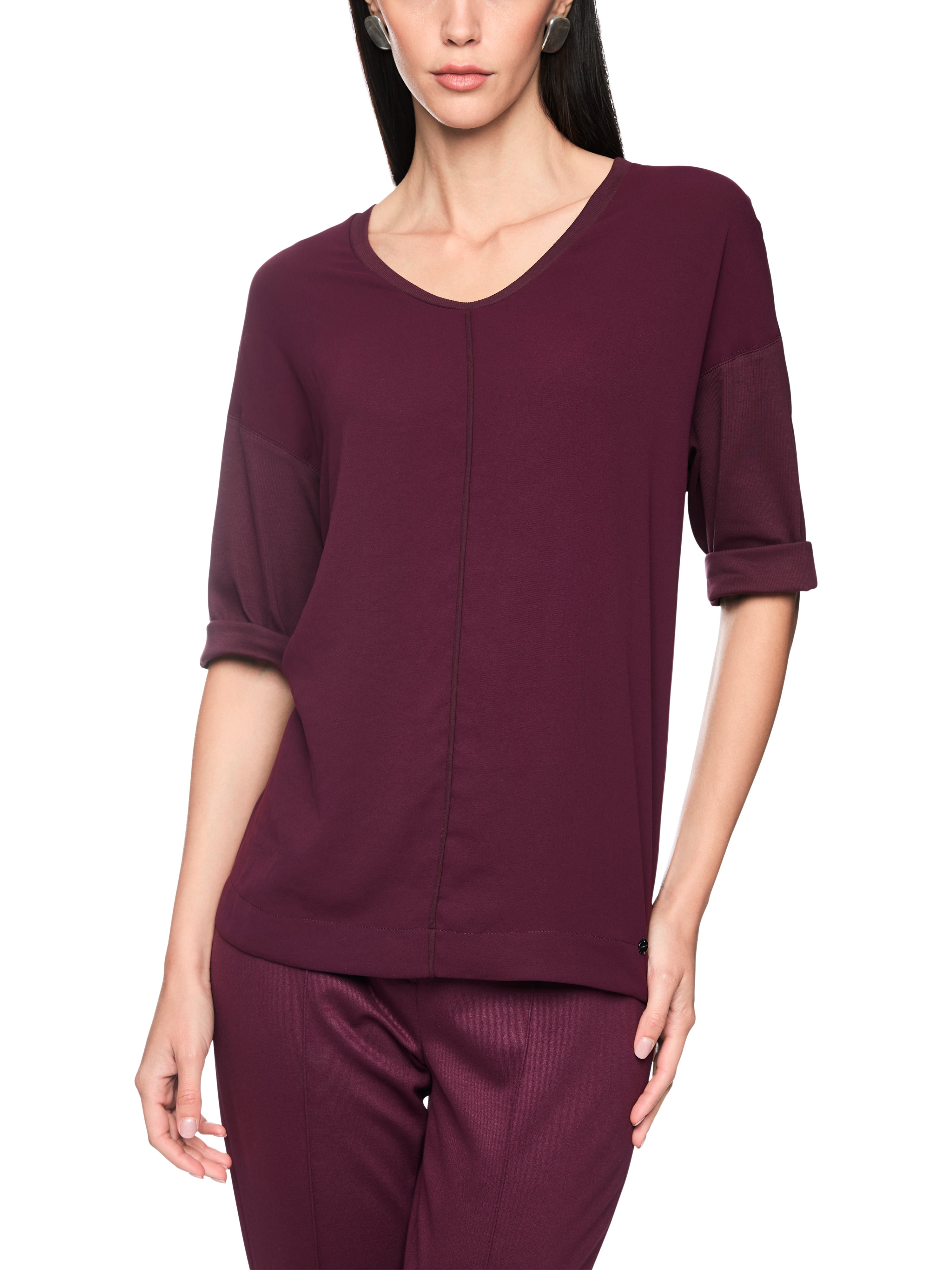 Blusenshirt im Materialmix