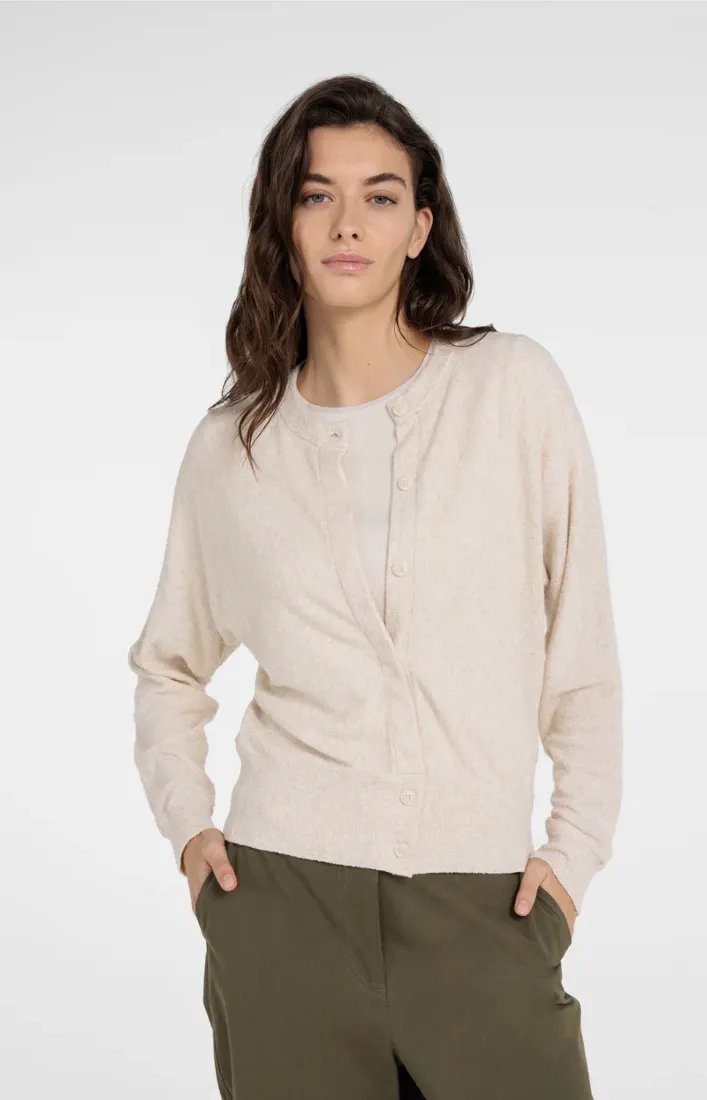 Langärmeliger Cardigan aus Strickfrottee