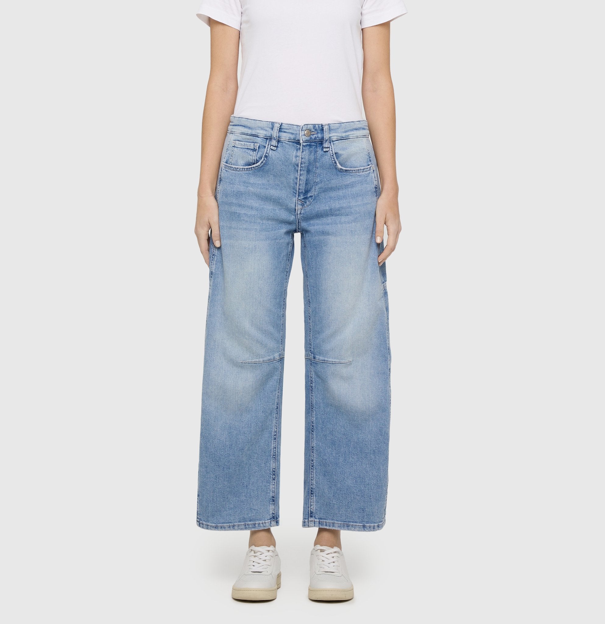 MAC Wide Leg Light Blue Random Washed
