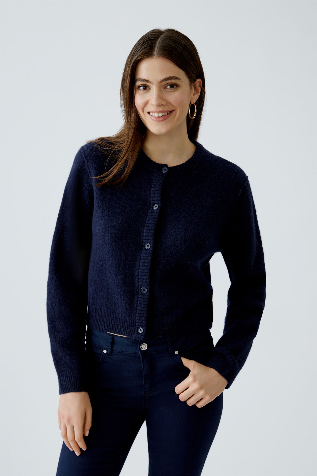 Oui Strickjacken Darkblue