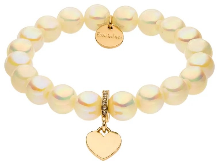 Perlenarmband Champagner Glow mit Herz