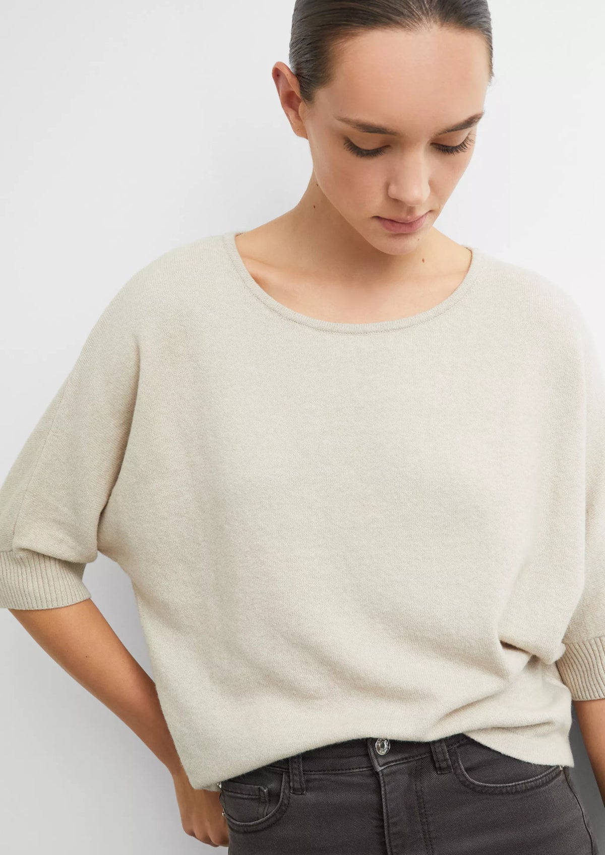 Strickpullover mit U-Bootausschnitt