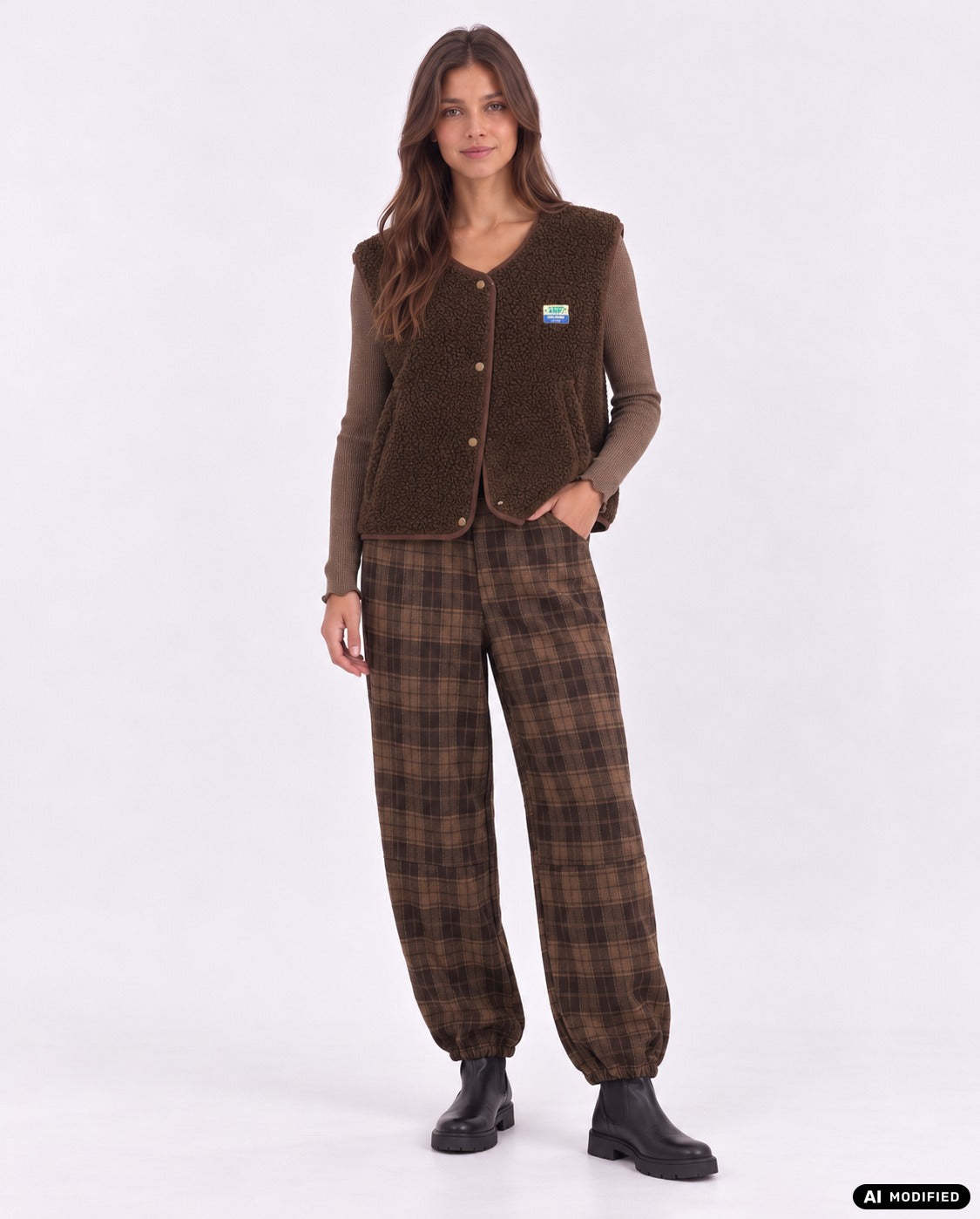 Schlupfhose mit Karo-Muster