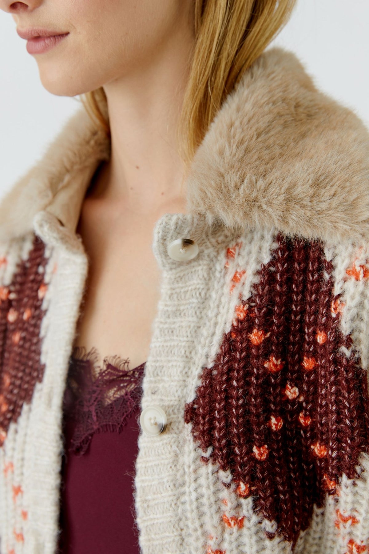 Strickjacke mit Argyle-Muster