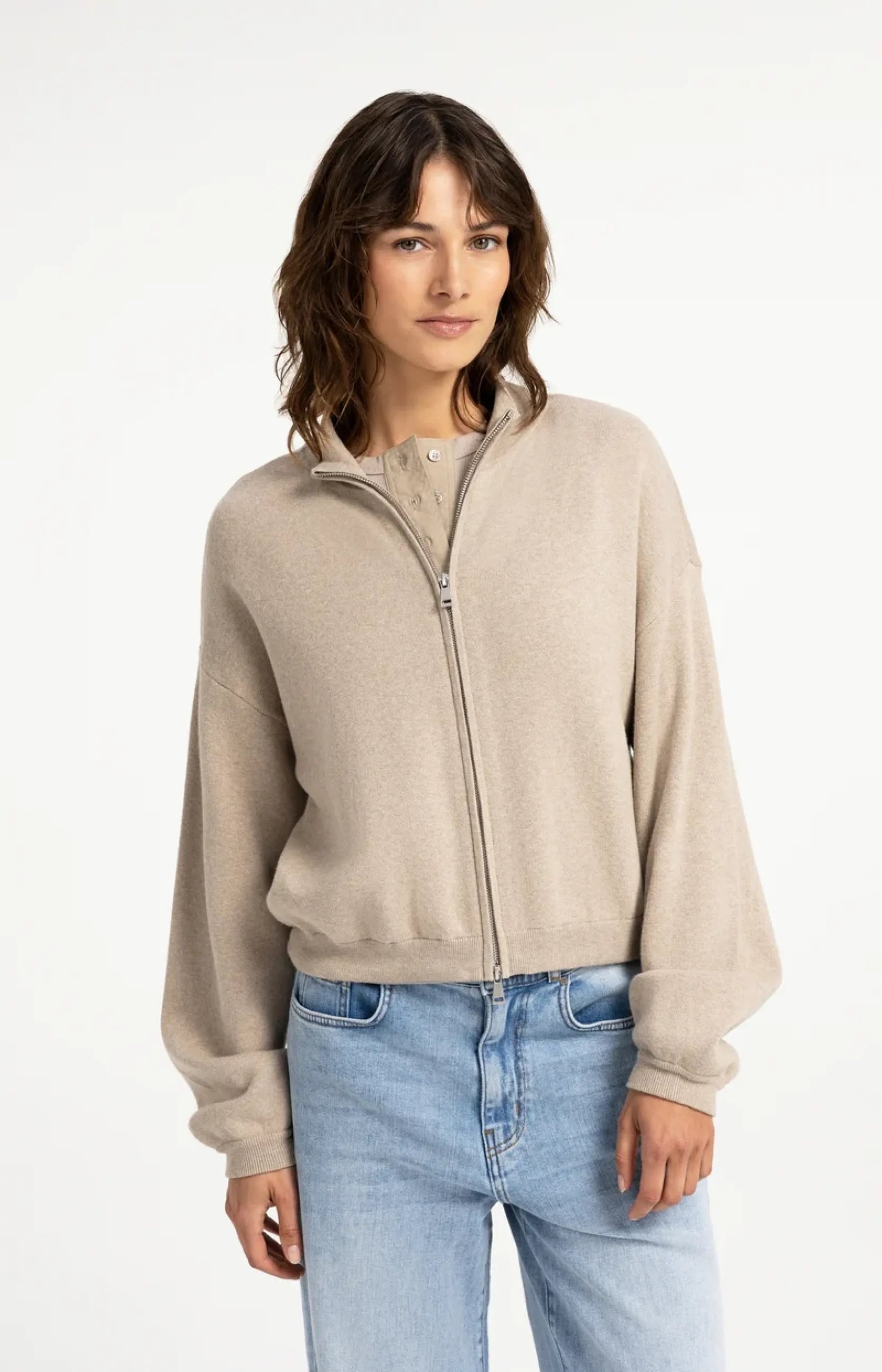 Strick-Cardigan mit Jacquardmuster und Reißverschluss