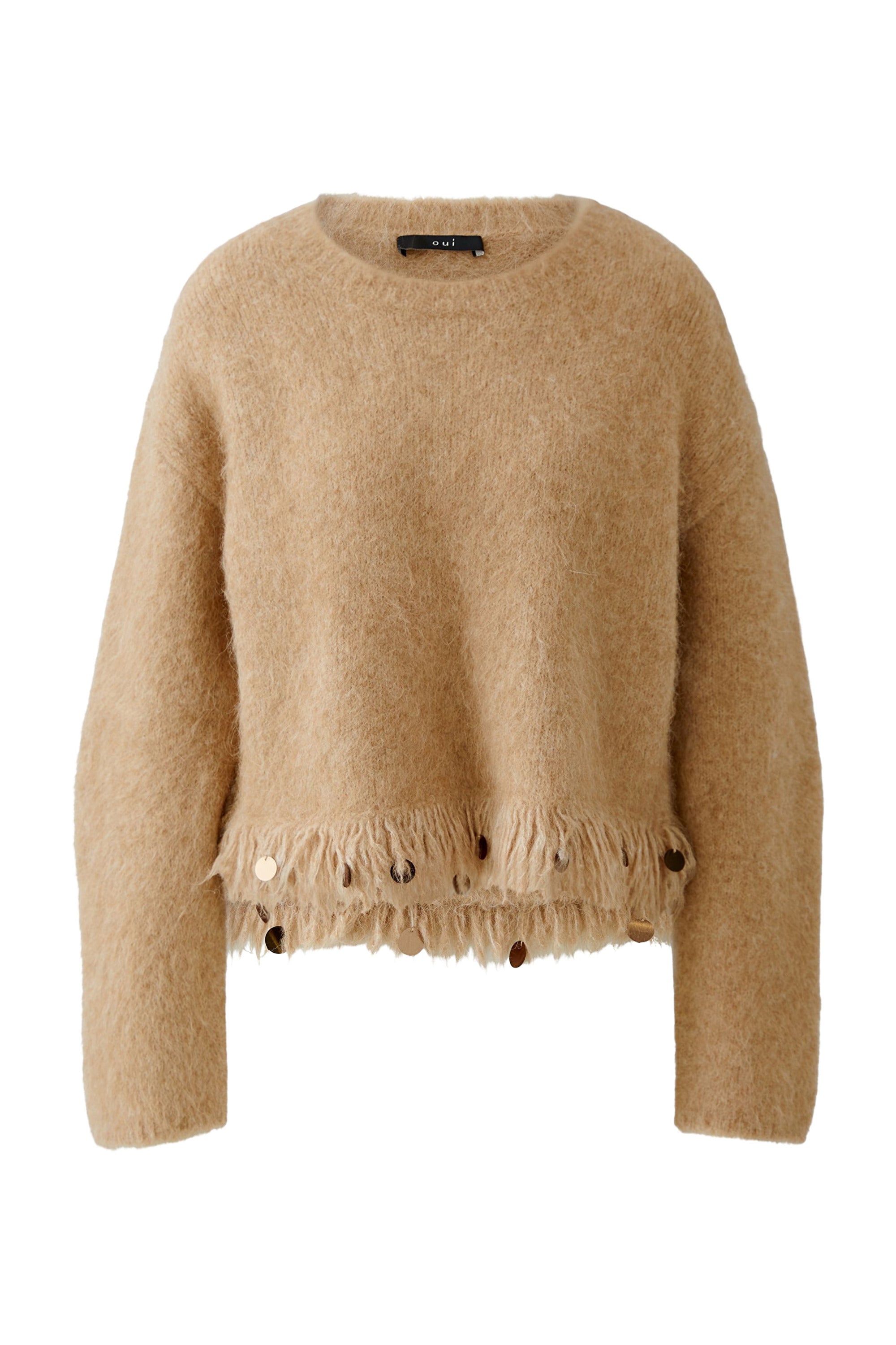 Oui Strickpullover Beigemel