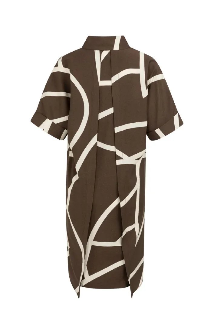 Kurzärmeliges Kleid mit Print und Polokragen