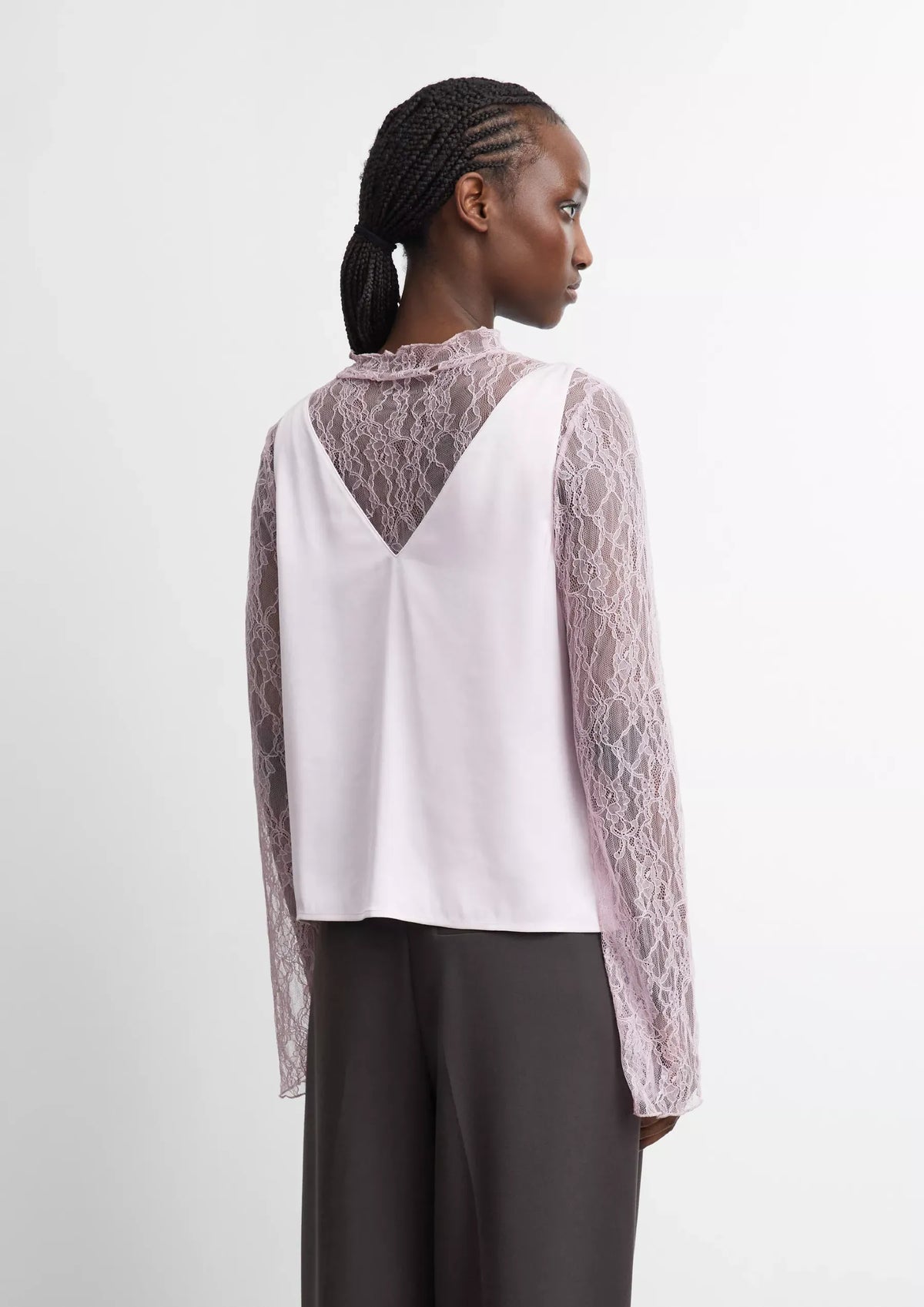 Satin Top mit Spitze