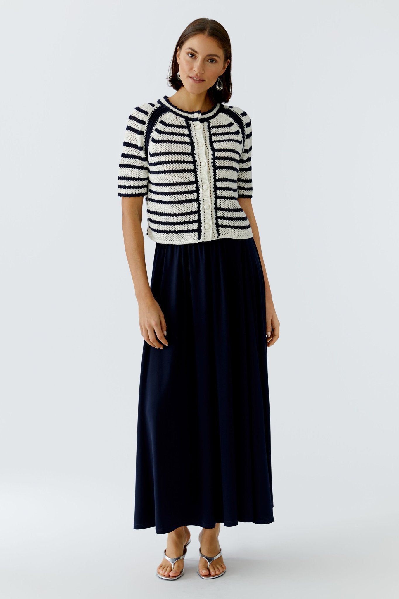 Oui Strickjacken White Blue