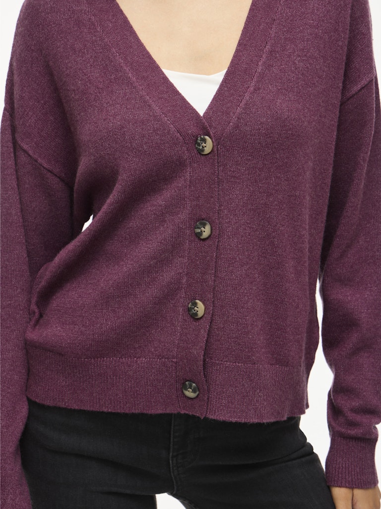 VILA Strickjacken Fig/Dark Melange
