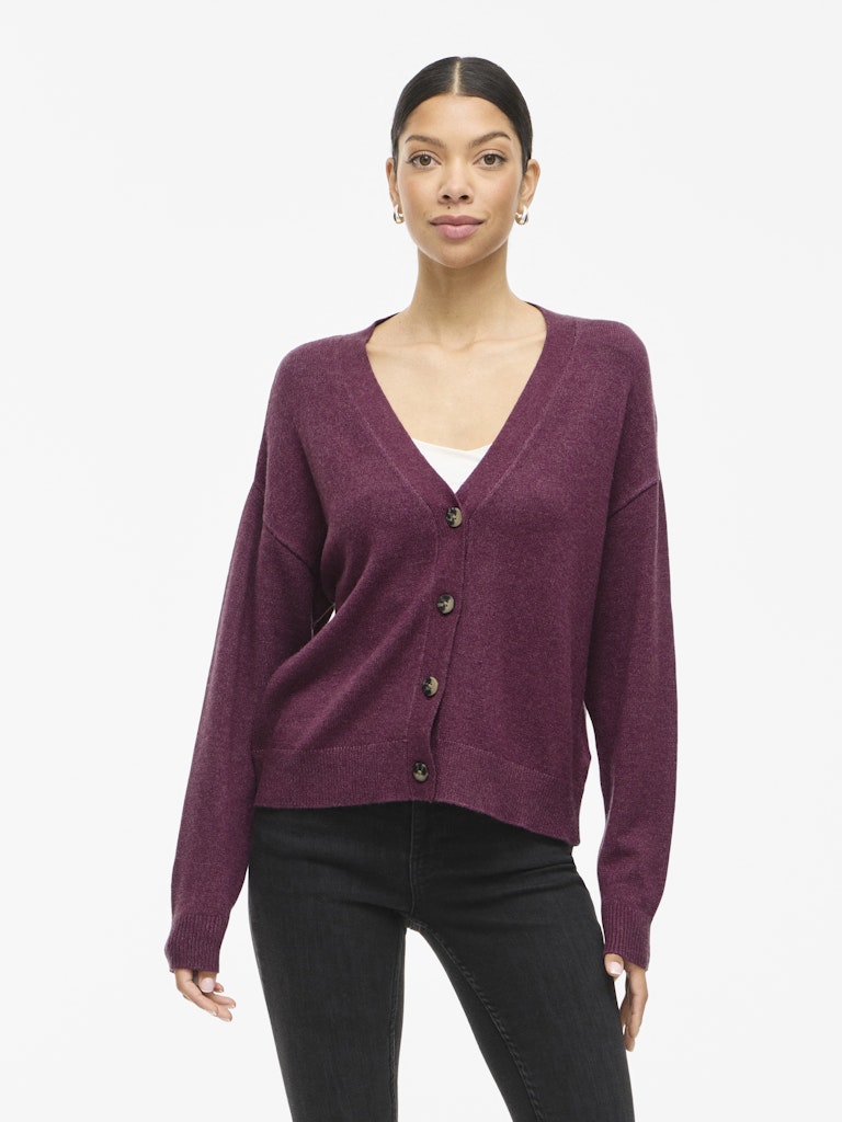 VILA Strickjacken Fig/Dark Melange