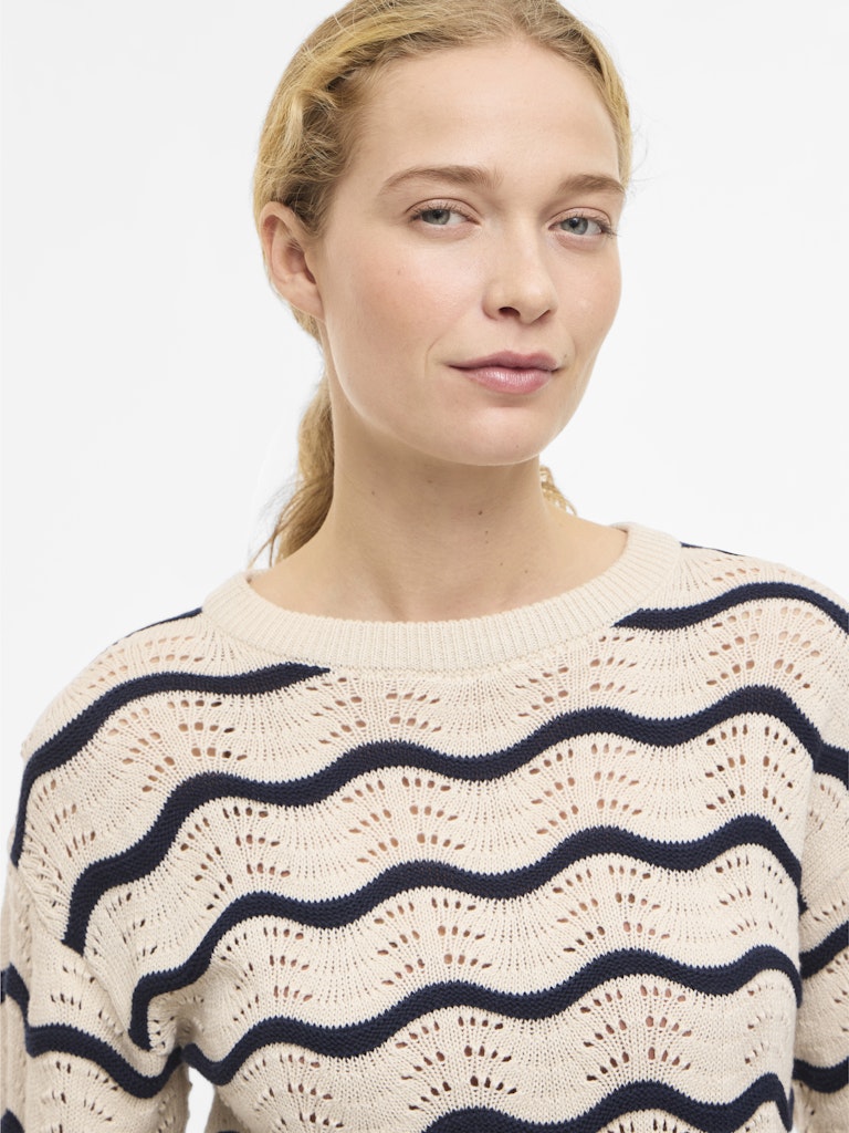 VILA Strickpullover Birch/Birch Lace