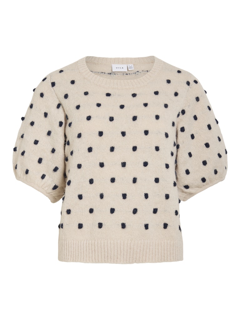 VILA Strickpullover Birch/Valiant Poppy