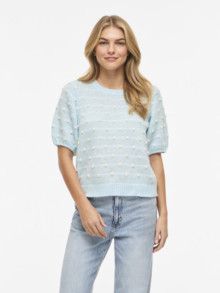 VILA Strickpullover Nantucket Breeze/White Dots