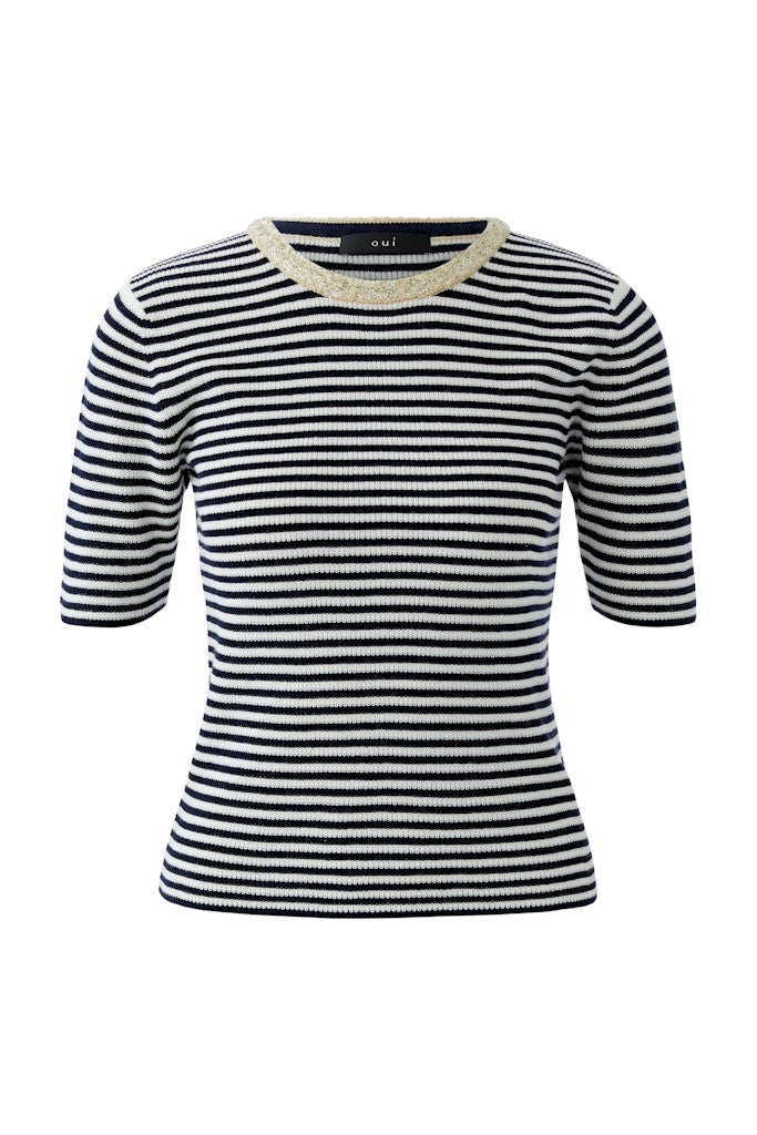 Oui T-Shirts Dk Blue White