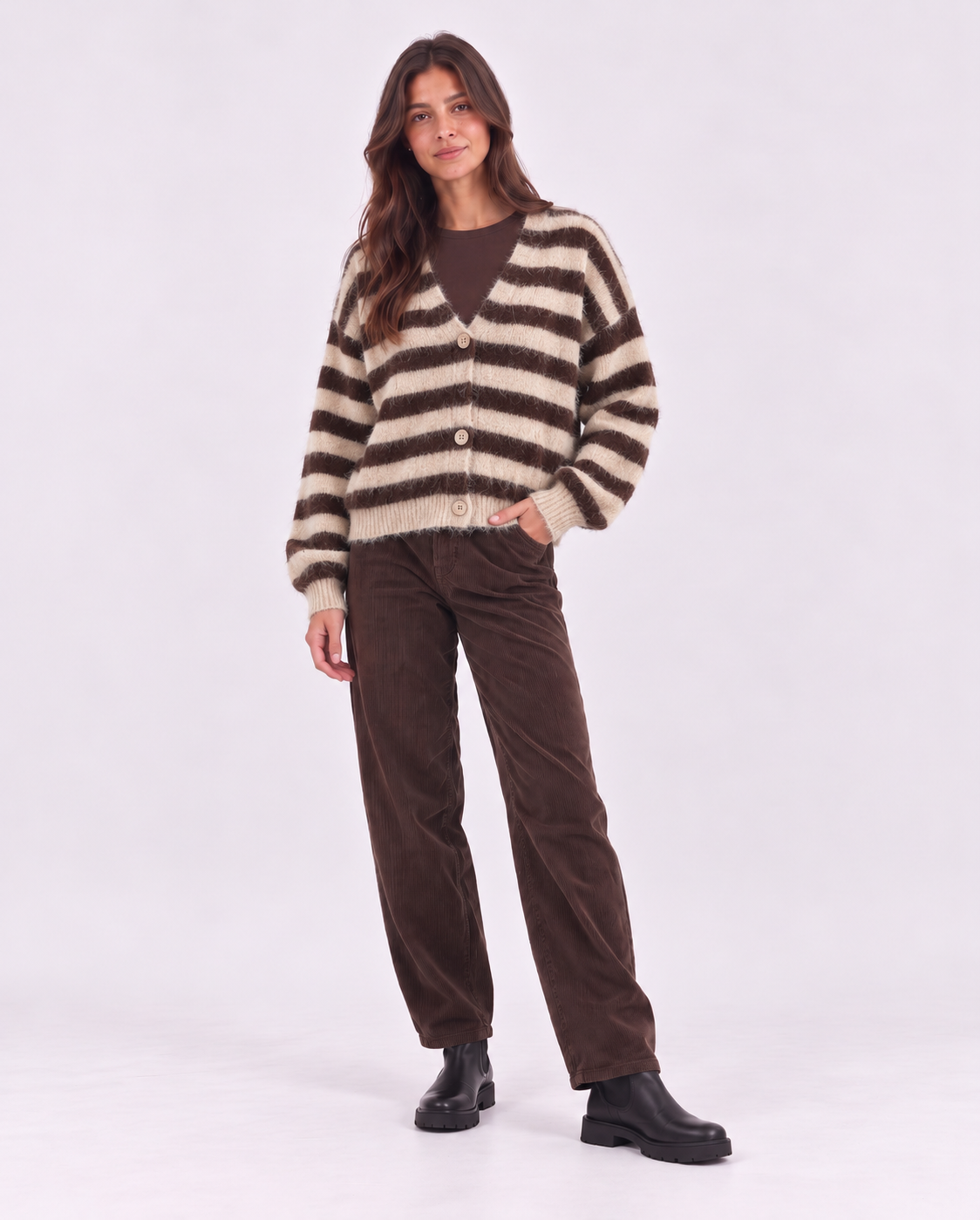 Strickjacke mit Streifen