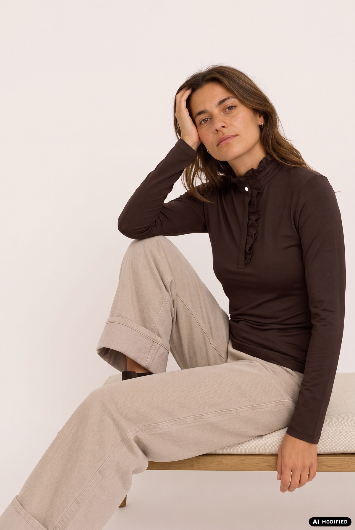 Longsleeve mit Rüschenkragen