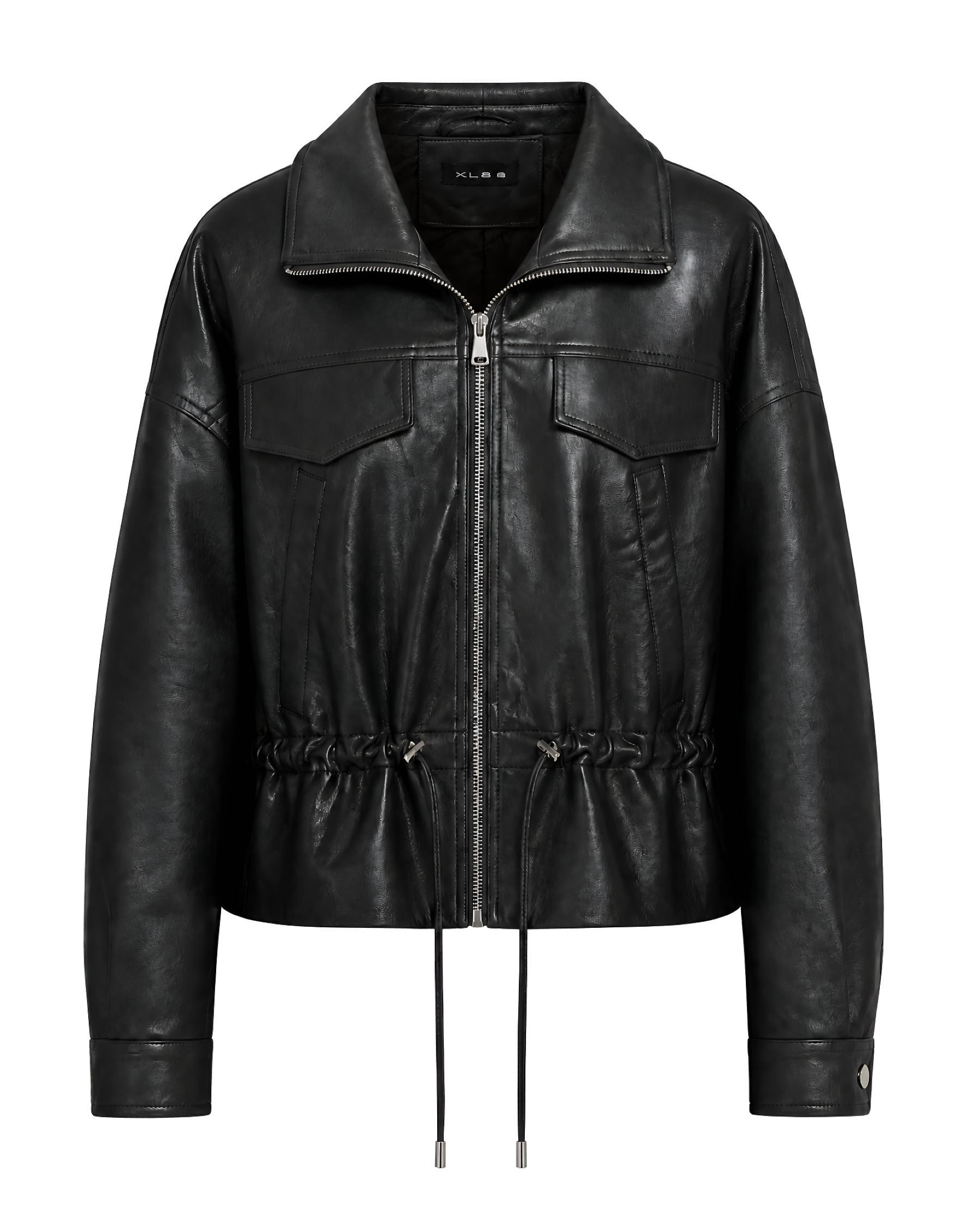 Kunstlederjacke mit Bindeschlaufen