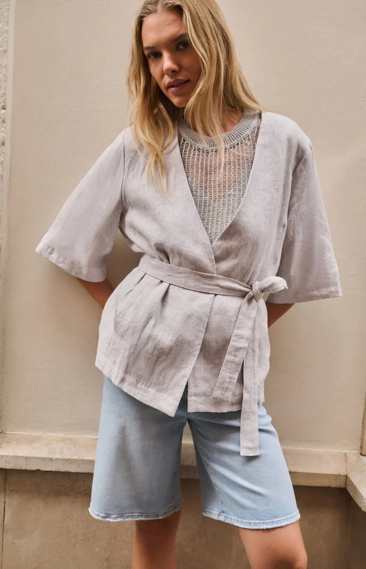Ärmelloser Strickpullover im Lagenlook