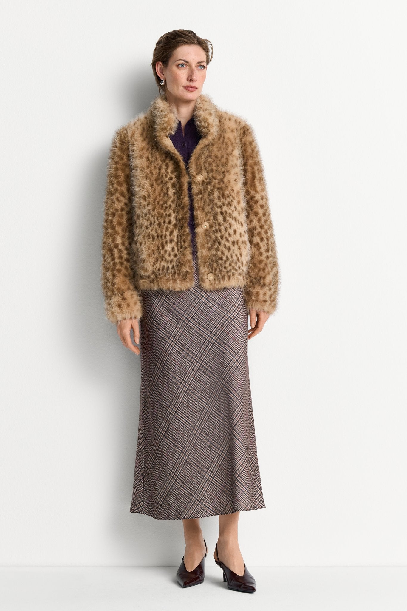 Kunstfelljacke mit Leoparden-Muster