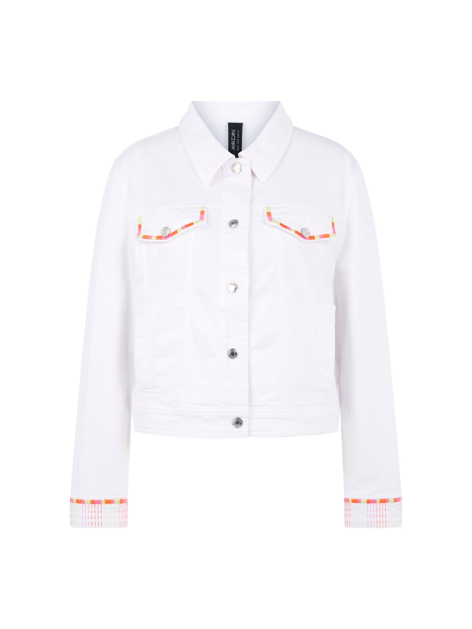 Jeansjacke mit bunten Stickereien