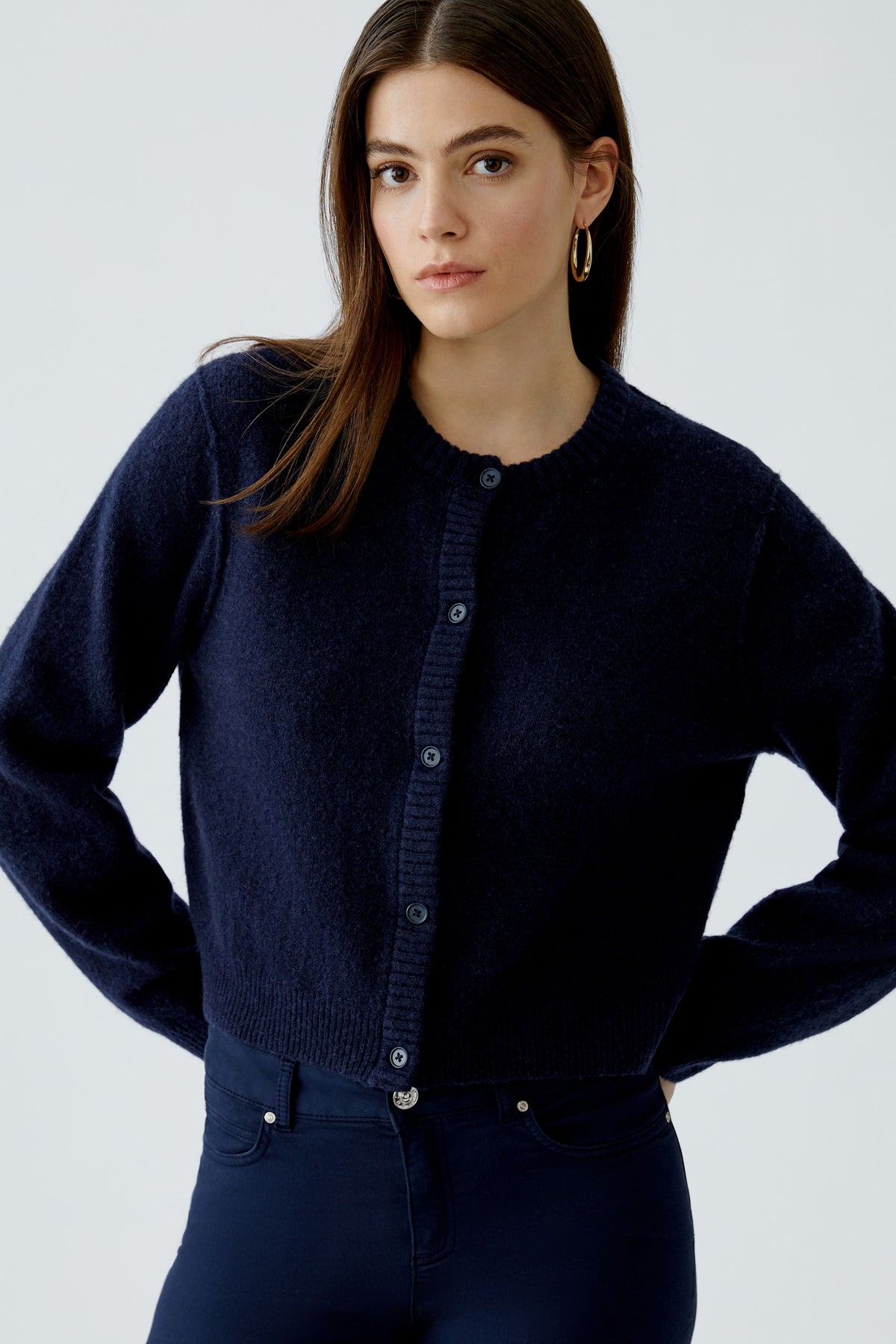 Oui Strickjacken Darkblue