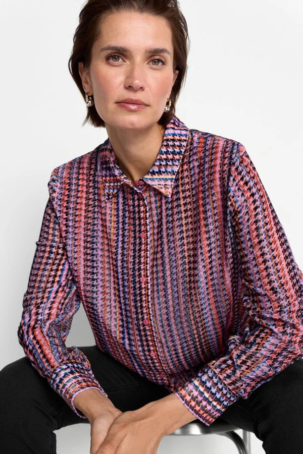 Bluse mit Hahnentritt-Muster