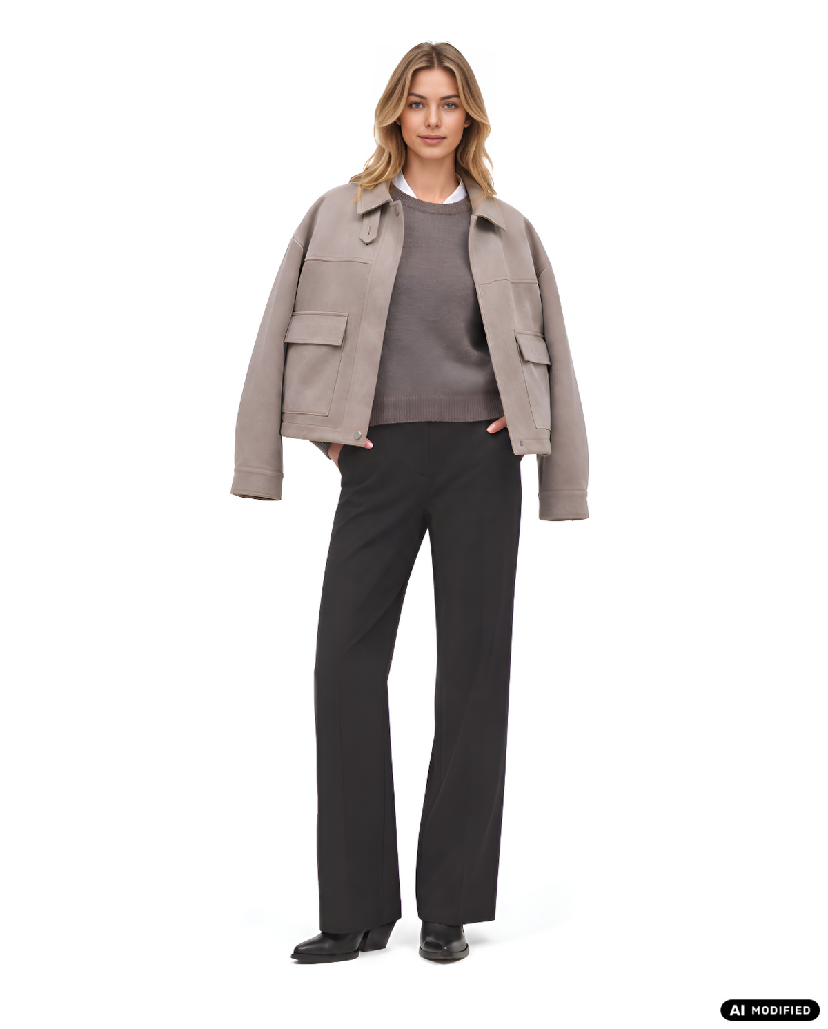 Jacke in Veloursleder-Optik