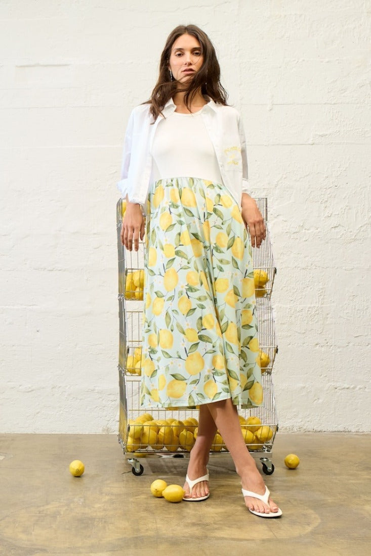 Midikleid mit Zitronen-Print